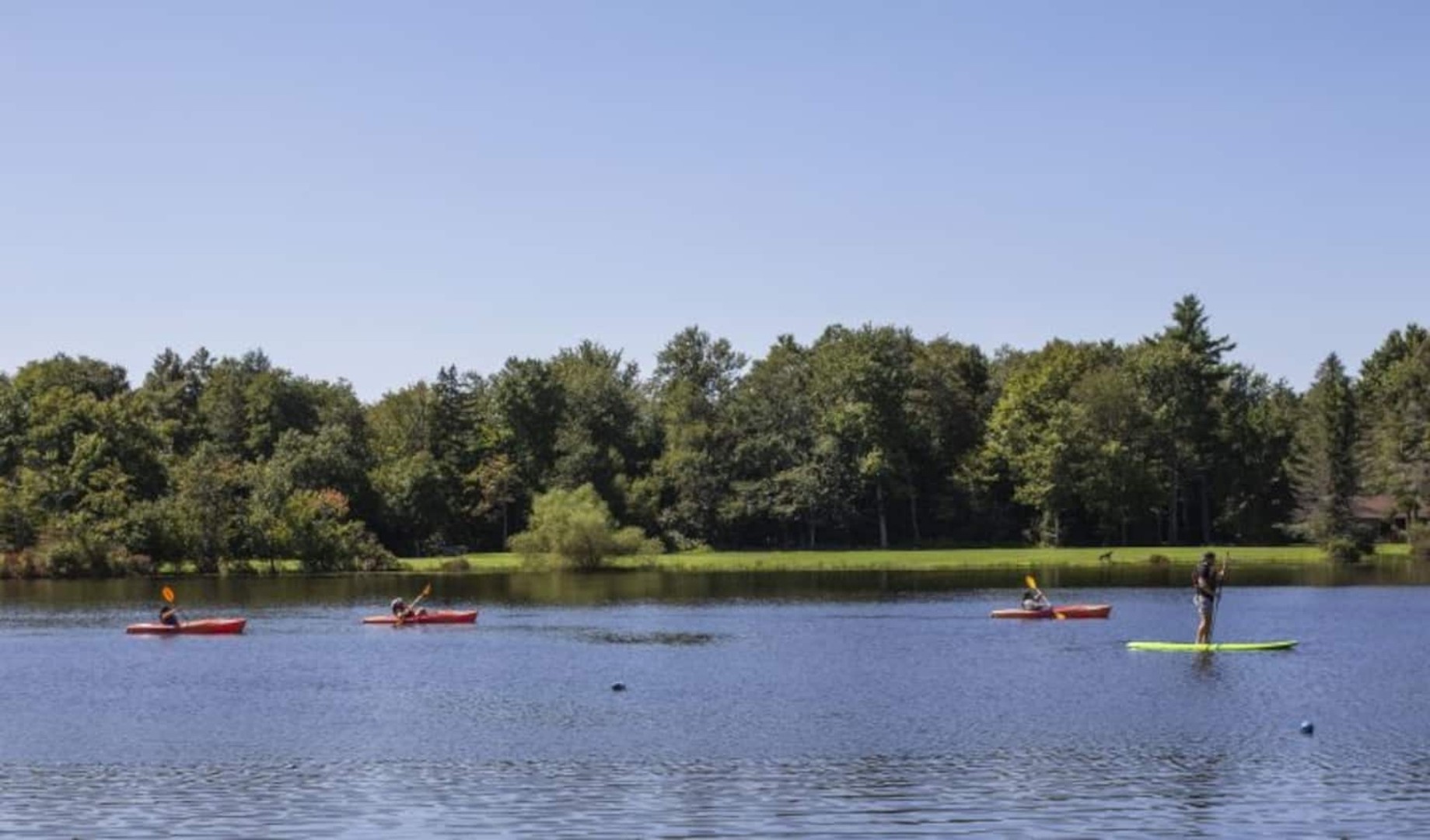 Spend your days kayaking or paddleboarding on the serene lake, soaking in the beautiful natural surroundings and clear skies.