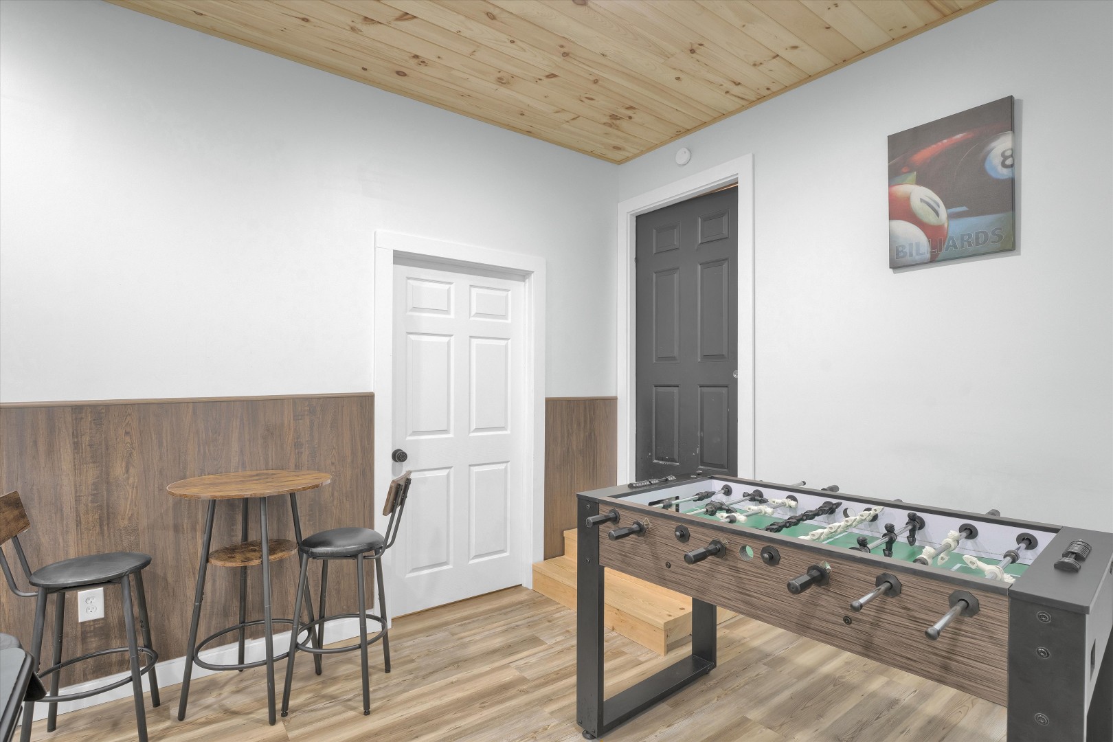 Take a break between pool games at the high-top bistro seating area.