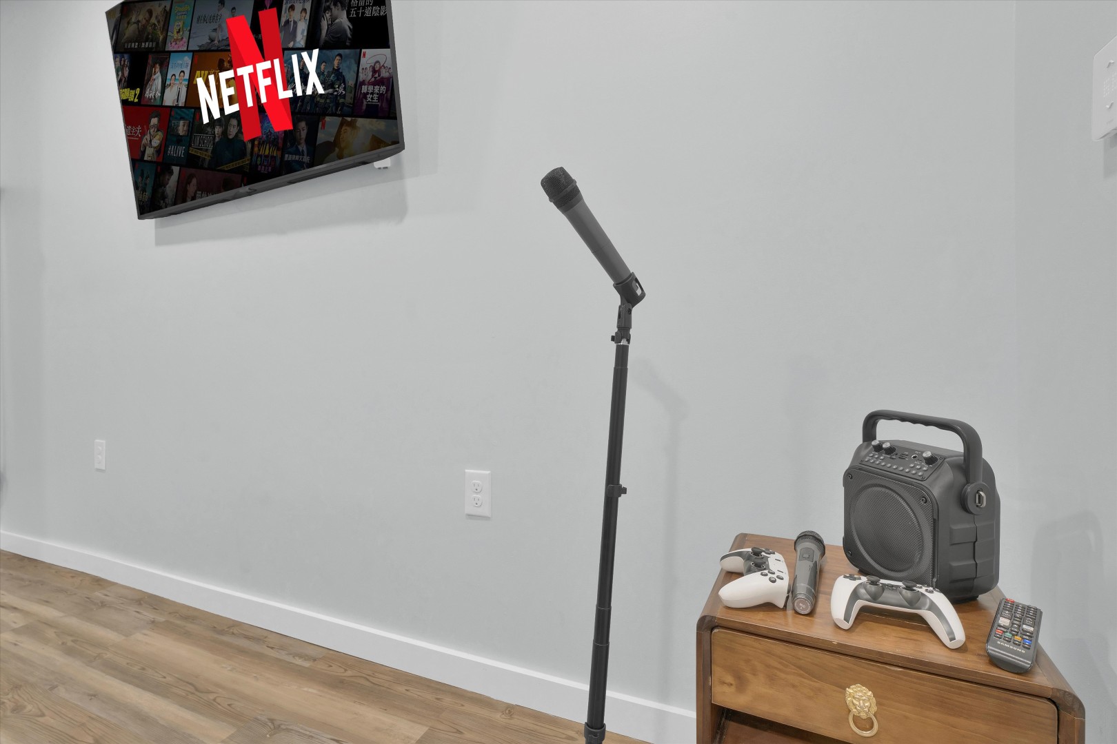 Sing your heart out with the portable karaoke setup and Bluetooth speakers.